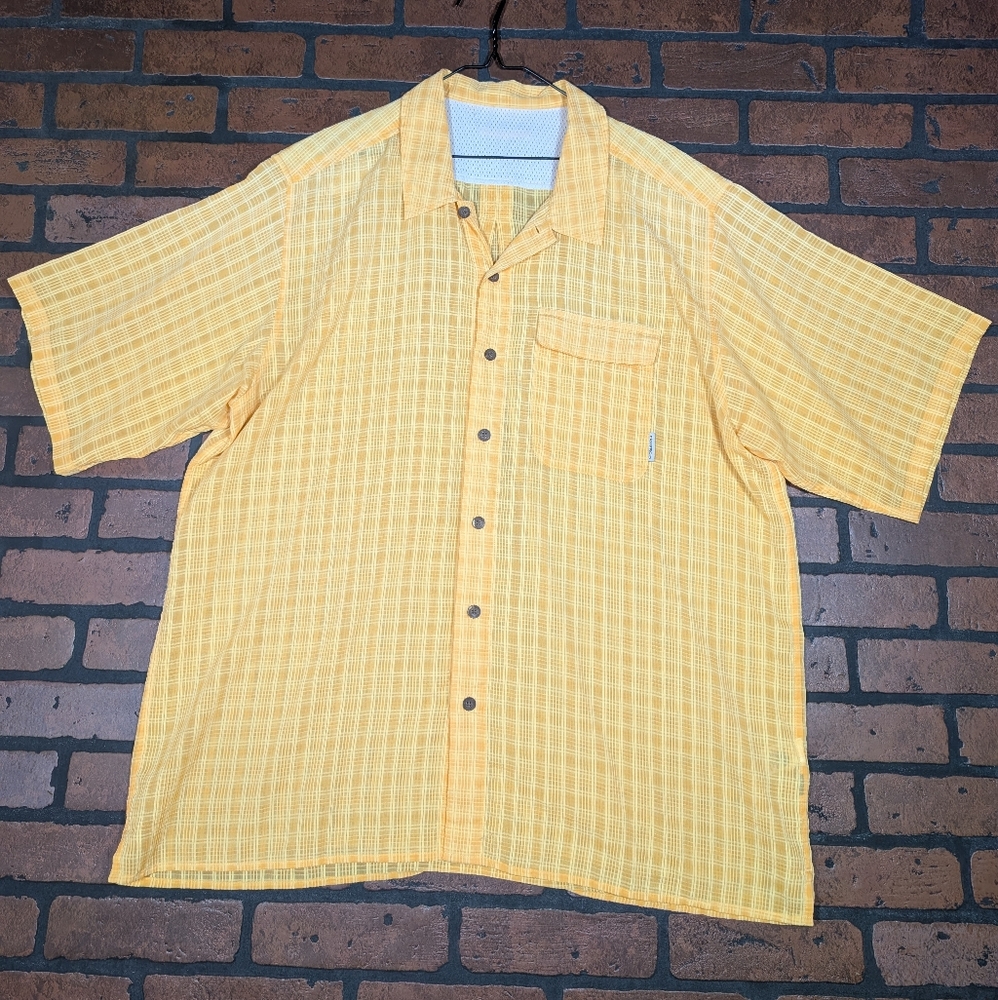 Exofficio Men's Yellow Checkered Button Down‎ Shirt
